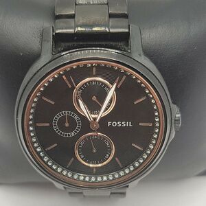 FOSSIL Chelsey ES3451 Womens Black Stainless Steel Analog Black Dial Watch BC378